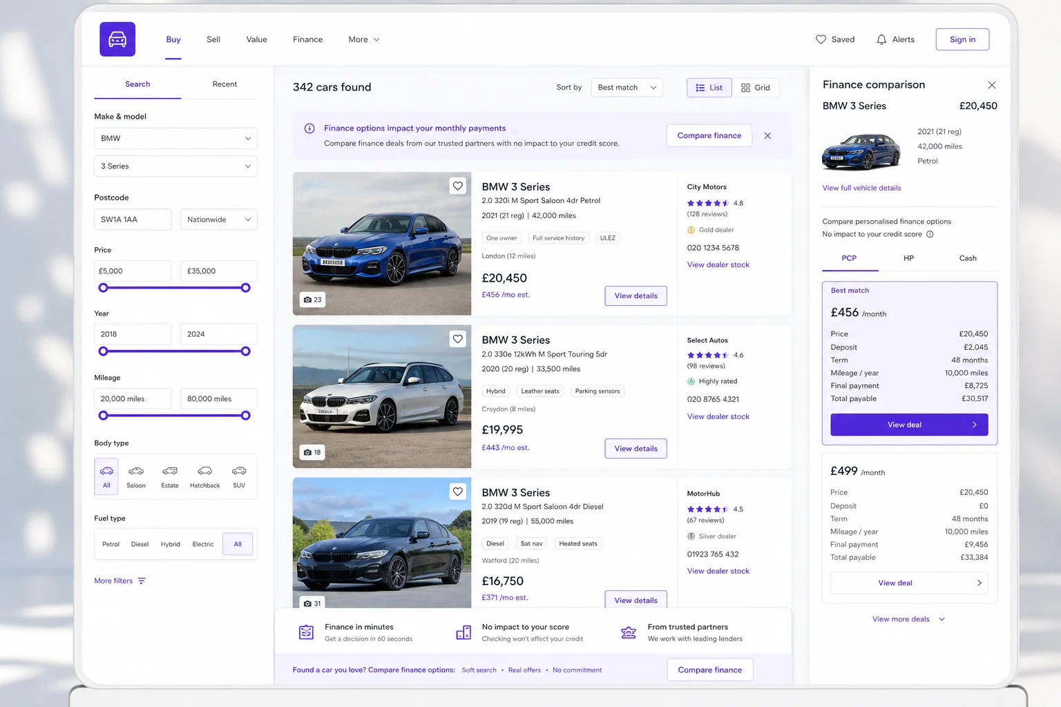 Auto Trader inspired classified app app preview