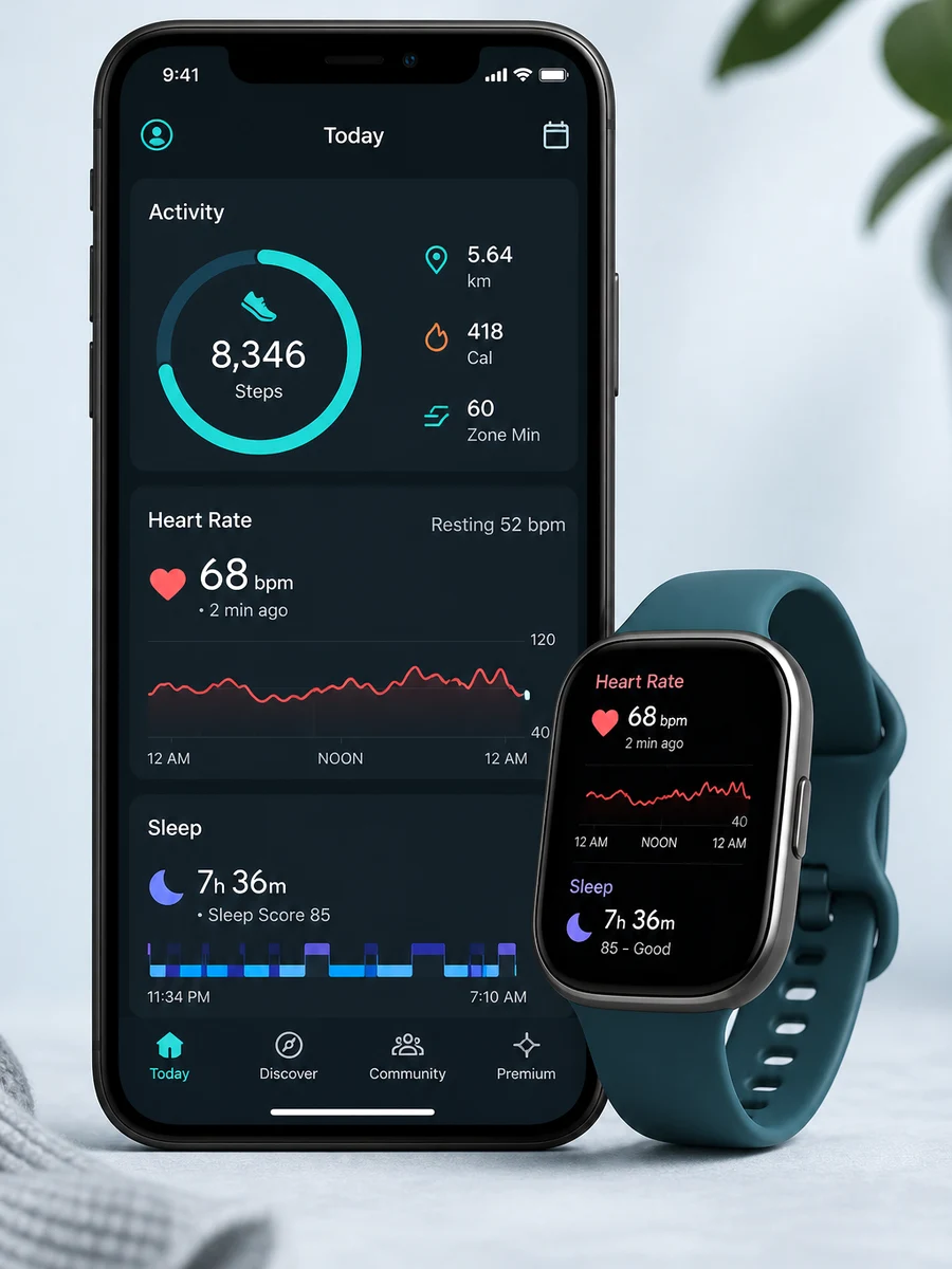 Fitbit Health inspired corporate wellbeing app preview