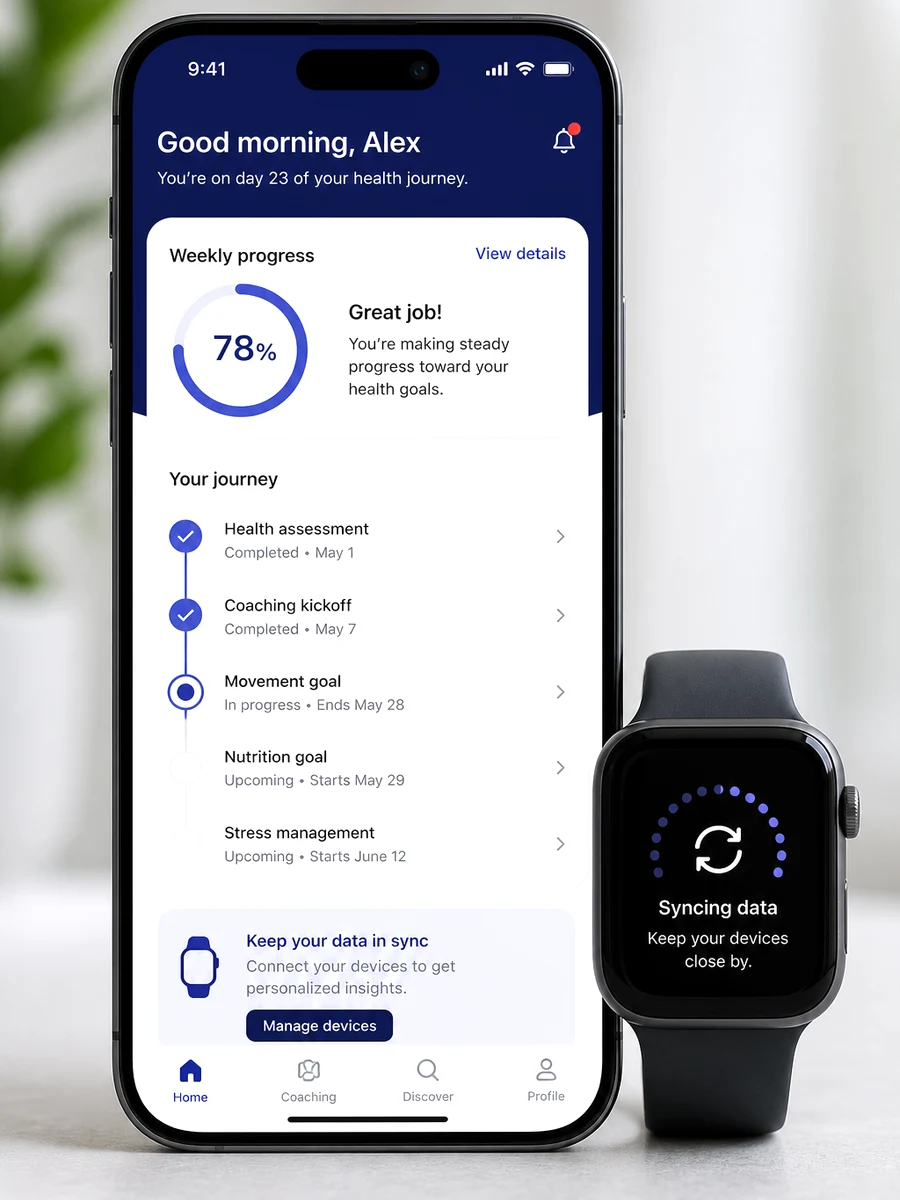 Personify Health inspired corporate wellbeing app preview
