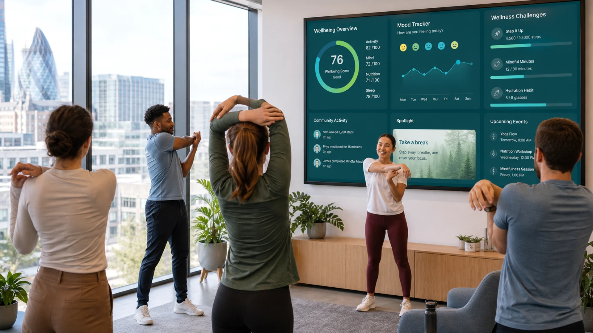 Corporate wellbeing app development company in London UK building secure AI powered employee wellness platforms