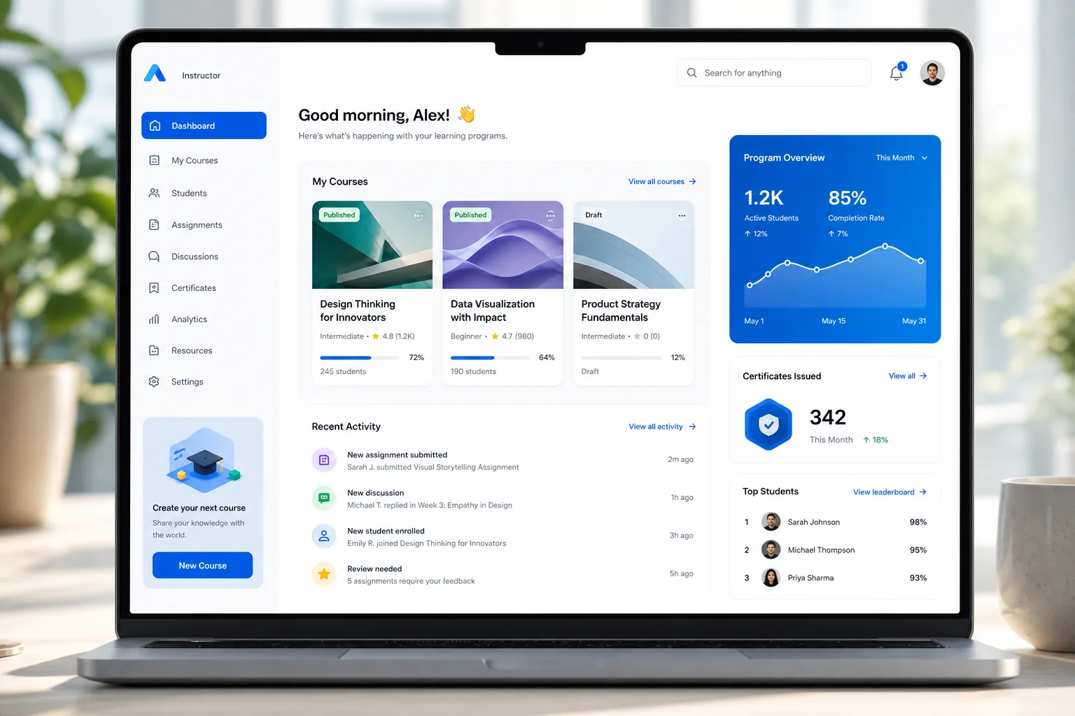Coursera inspired education app app preview