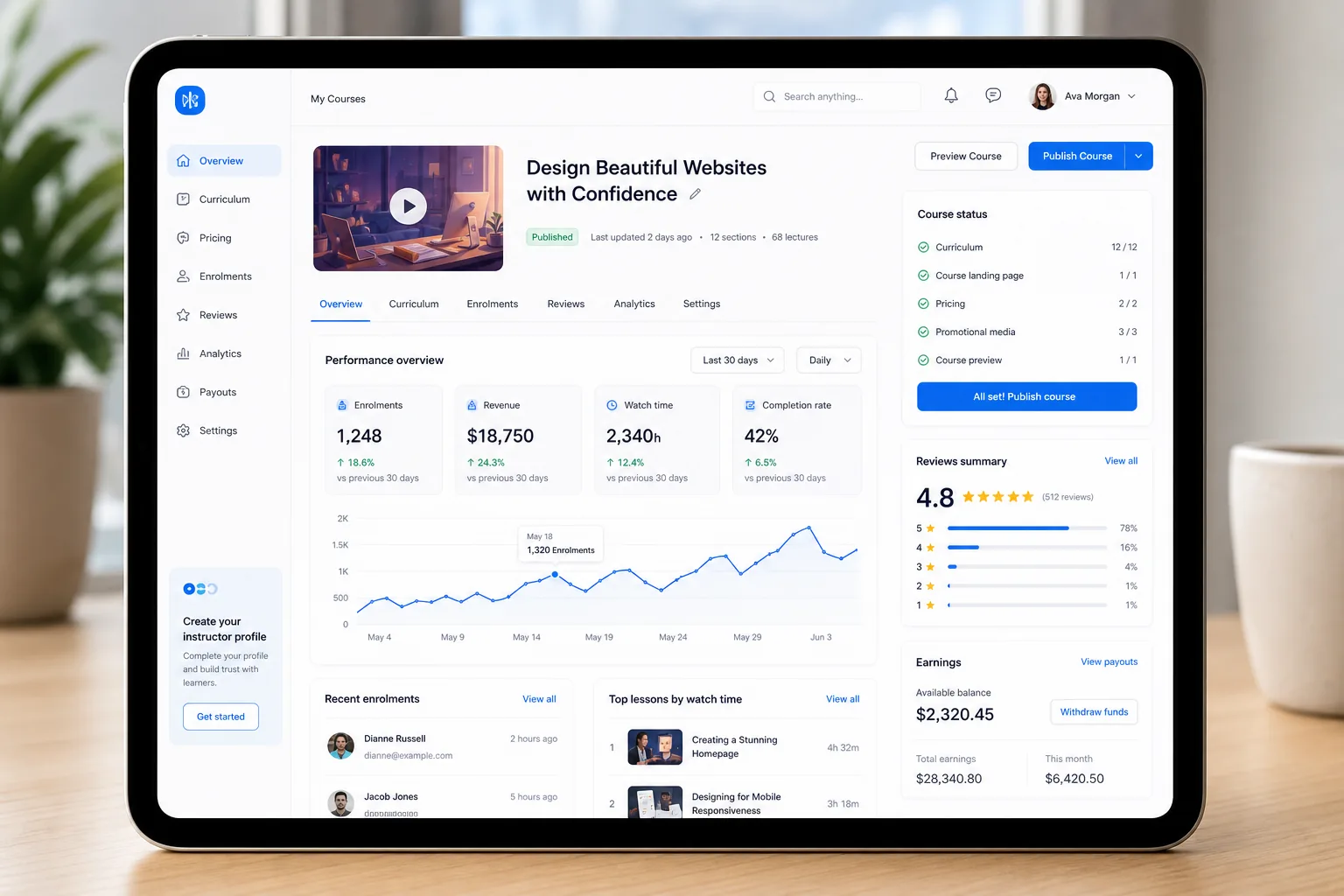 Udemy inspired education app app preview