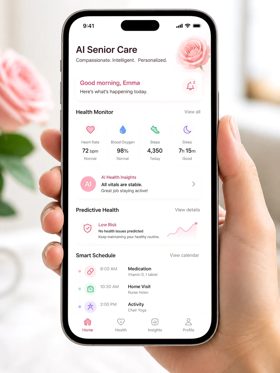 AI Senior Care inspired elderly care platform preview