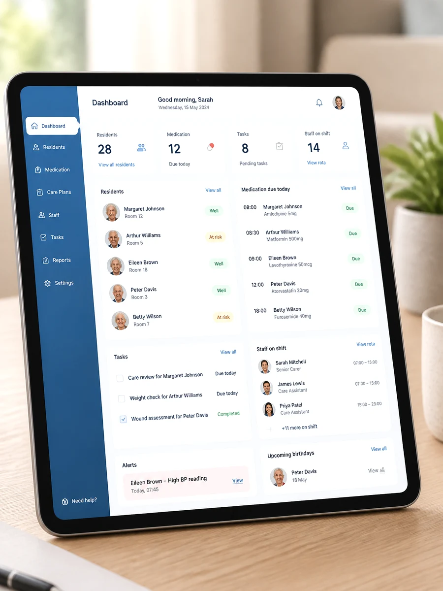 CareDocs inspired elderly care platform preview