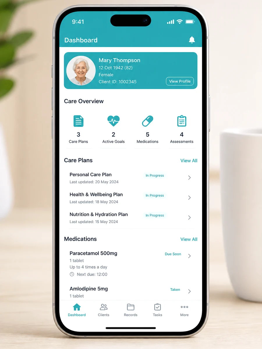 Nourish Care inspired elderly care platform preview