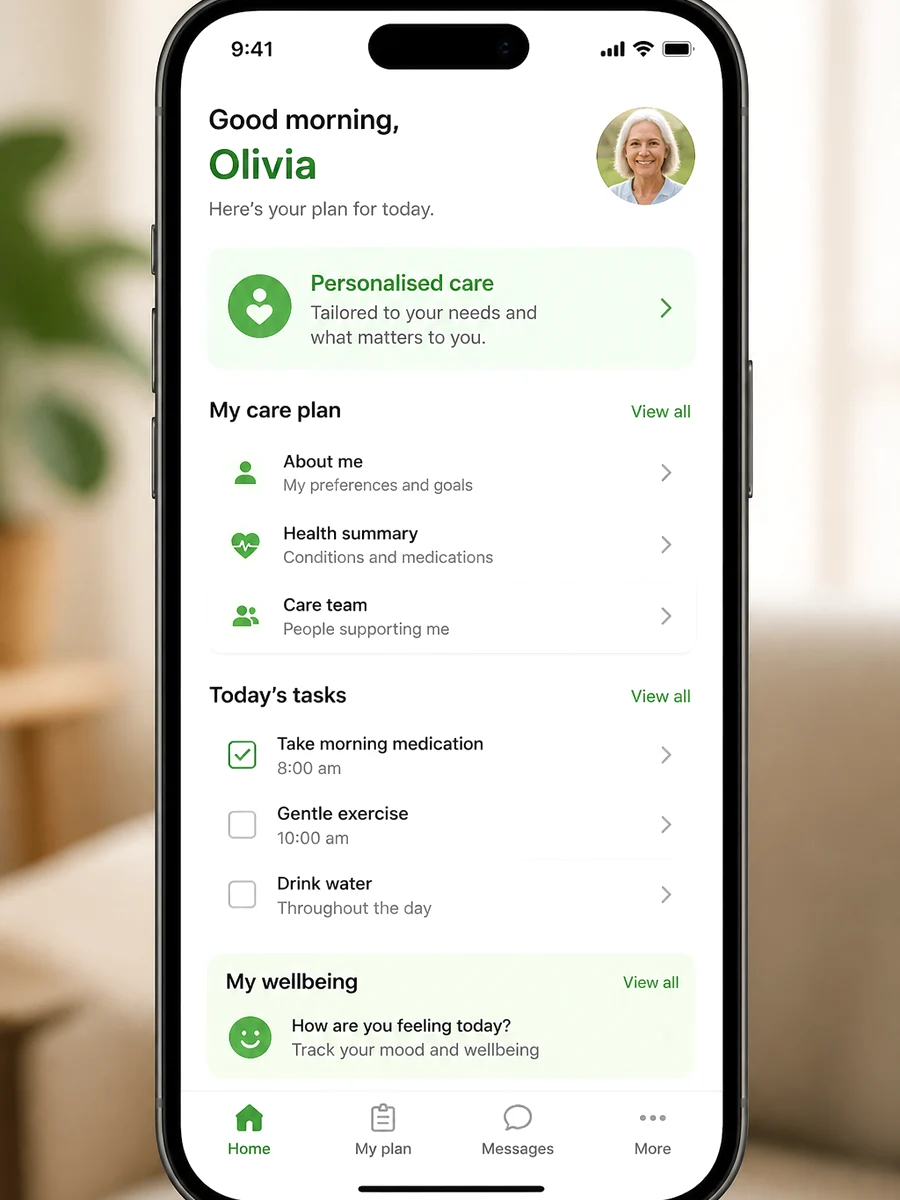 Person Centred Software inspired elderly care platform preview