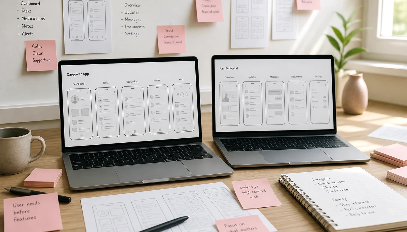 Elderly care management software product concept workshop for UK care providers