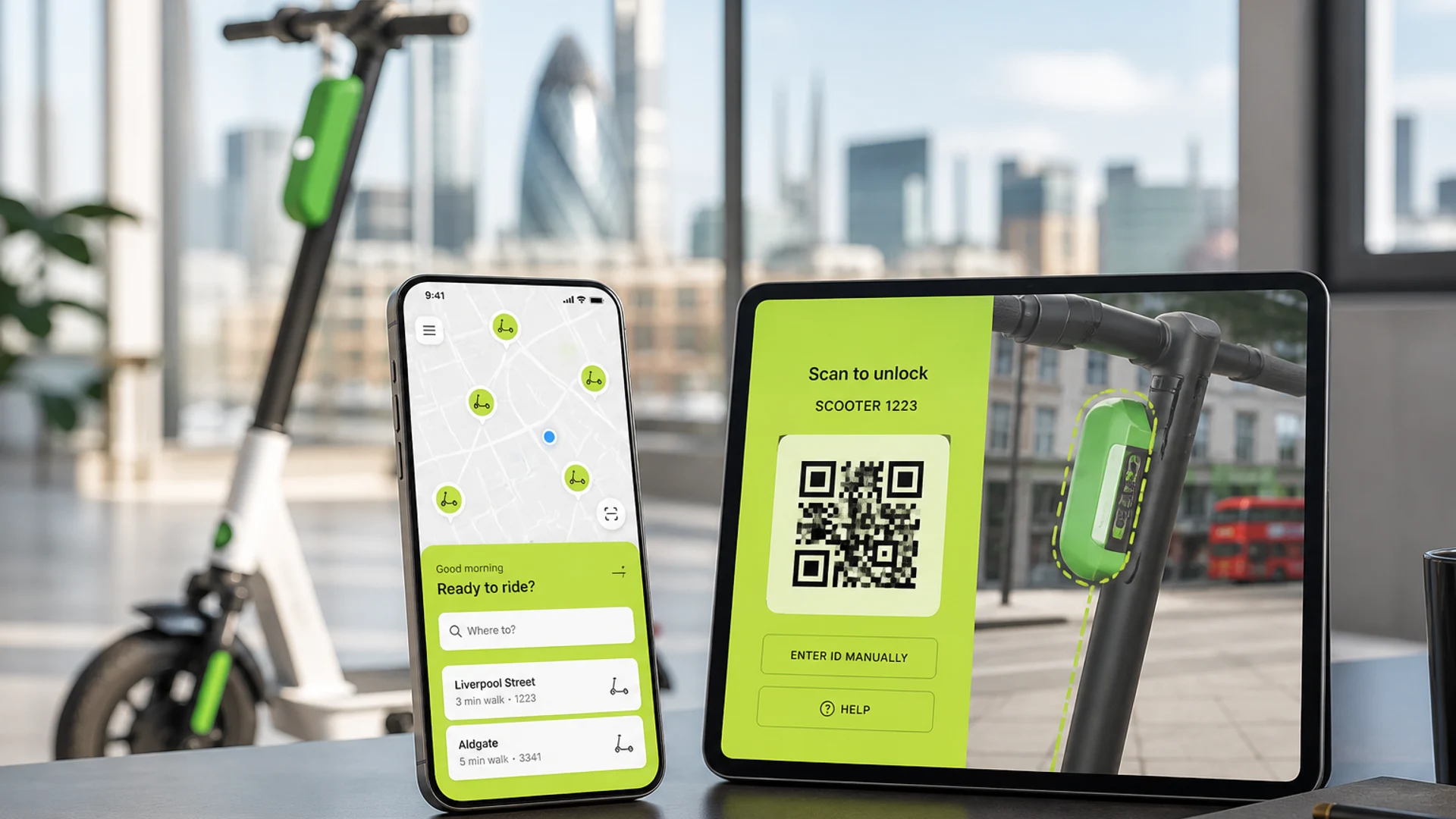 eScooter app development company in London UK building AI powered micro-mobility and scooter sharing software