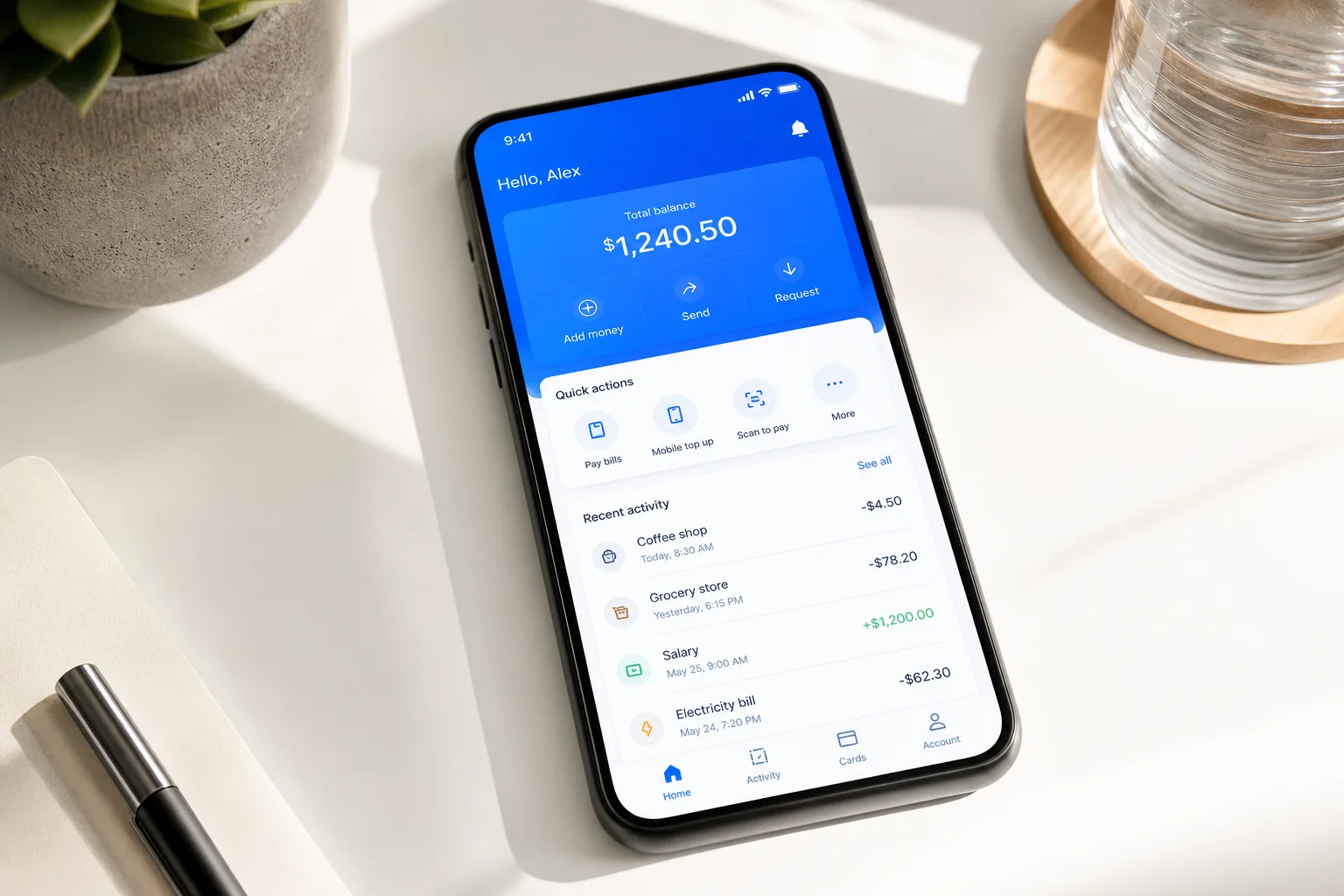 PayPal inspired ewallet app preview