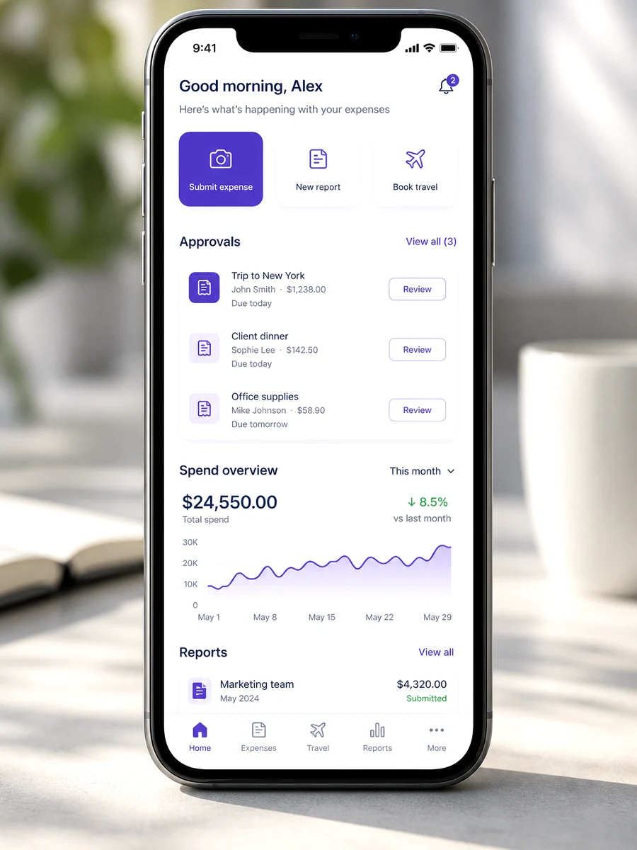 Rydoo inspired expense management platform preview