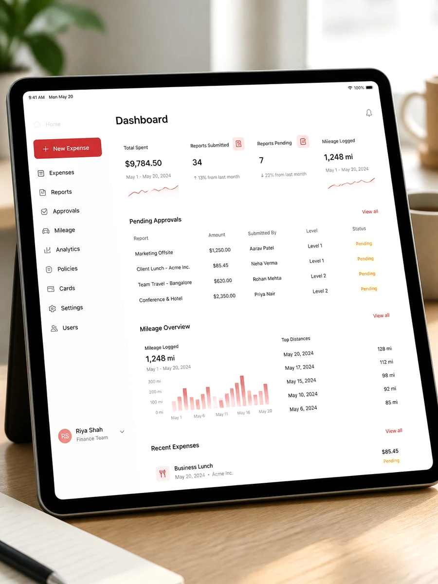 Zoho Expense inspired expense management platform preview