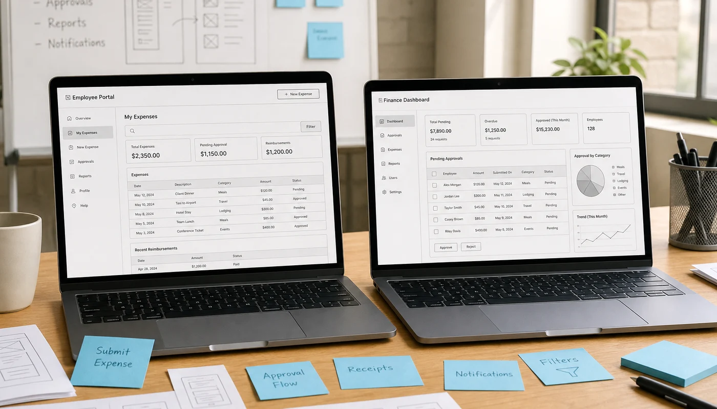 Expense management software product concept workshop for UK finance teams
