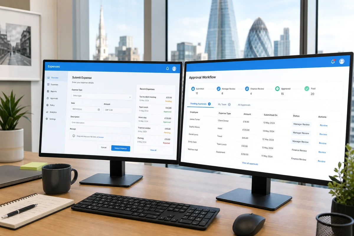 Custom expense management software development with approval workflows and financial reporting