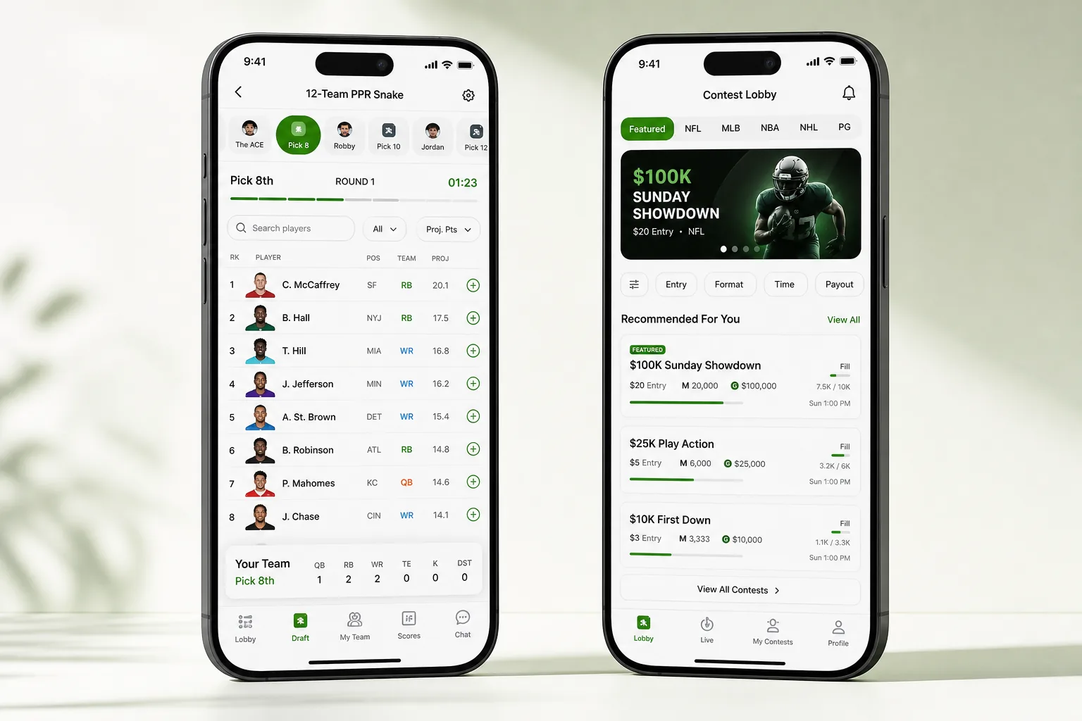 DraftKings inspired fantasy sports app preview