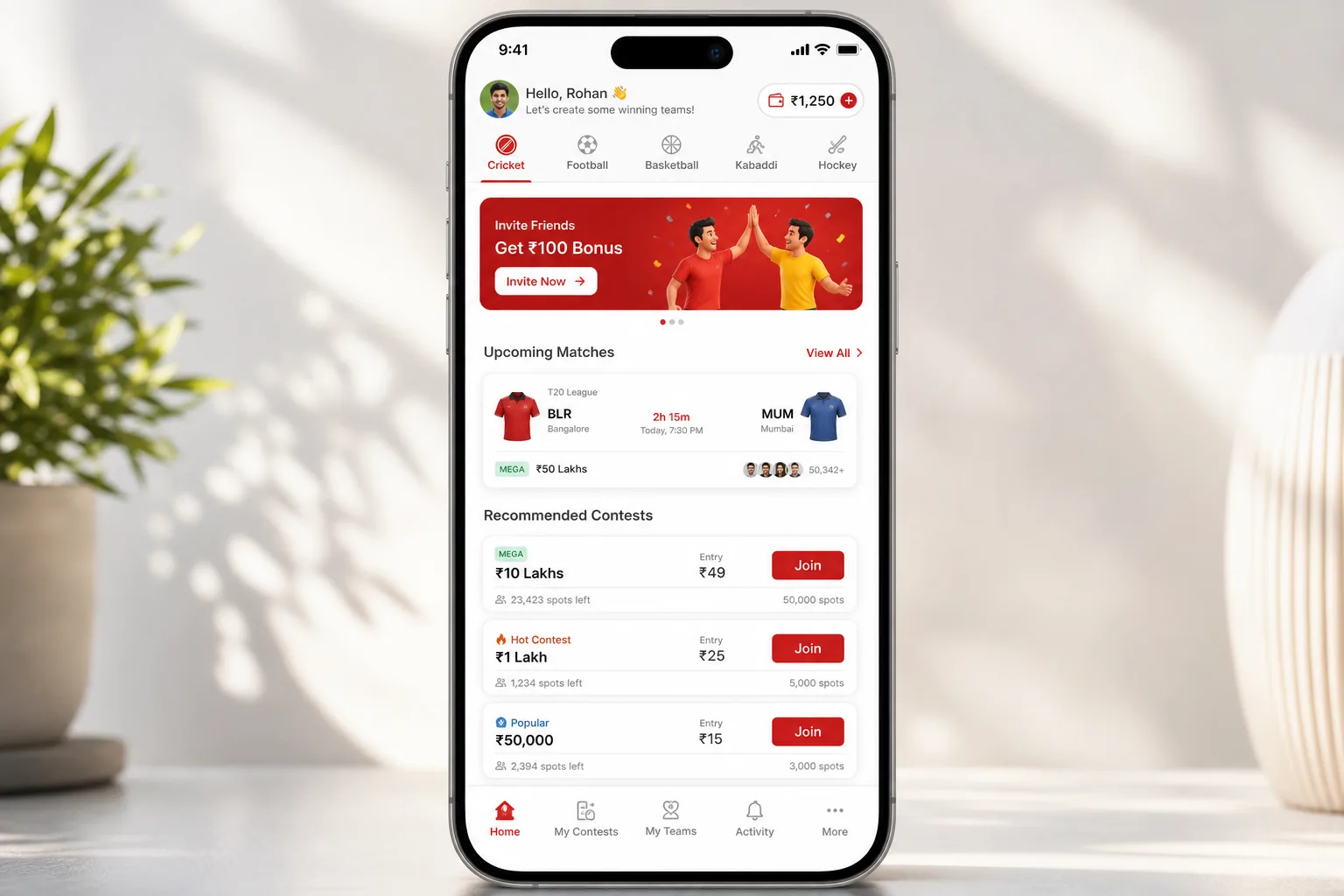 Dream11 inspired fantasy sports app preview
