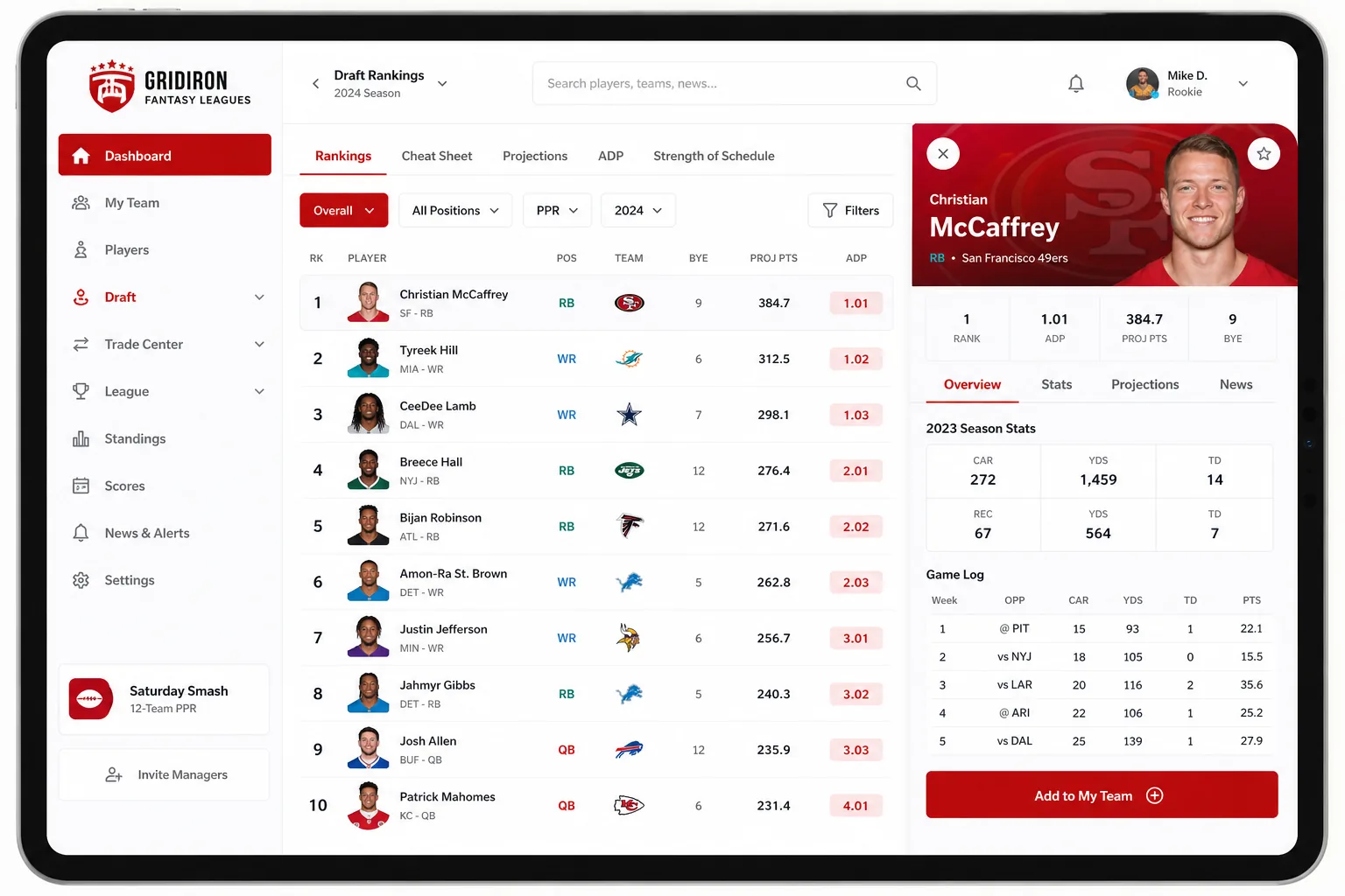 ESPN Fantasy inspired fantasy sports app preview