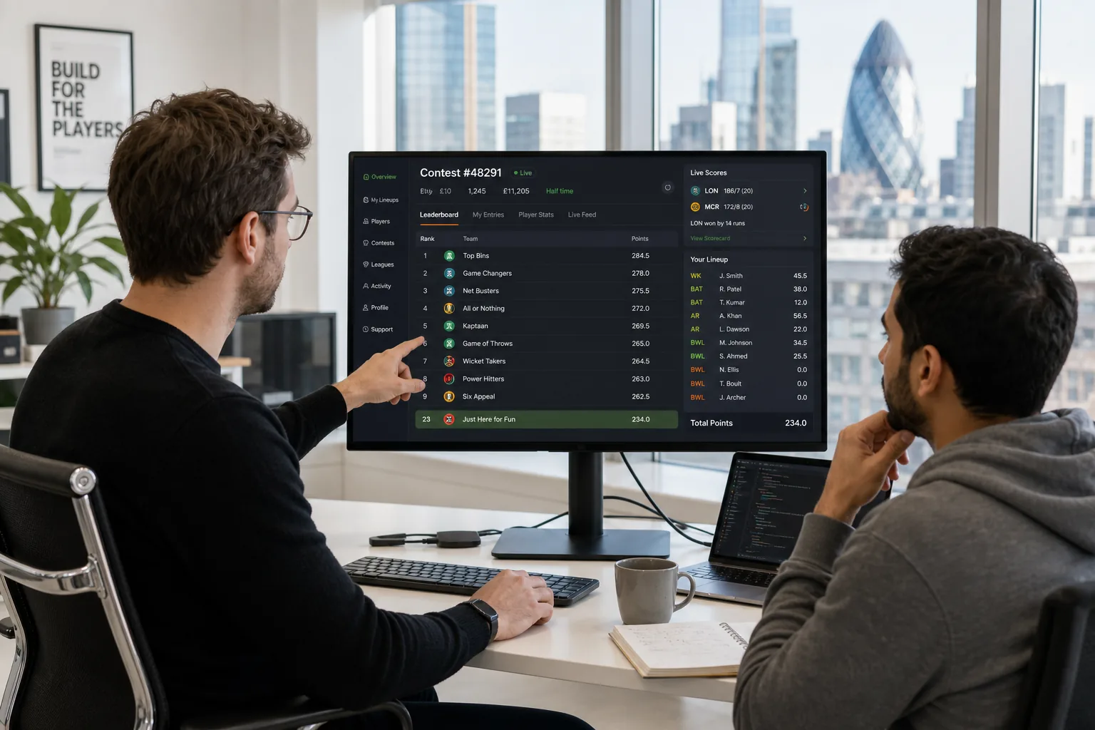 London fantasy sports app development team designing a gaming platform