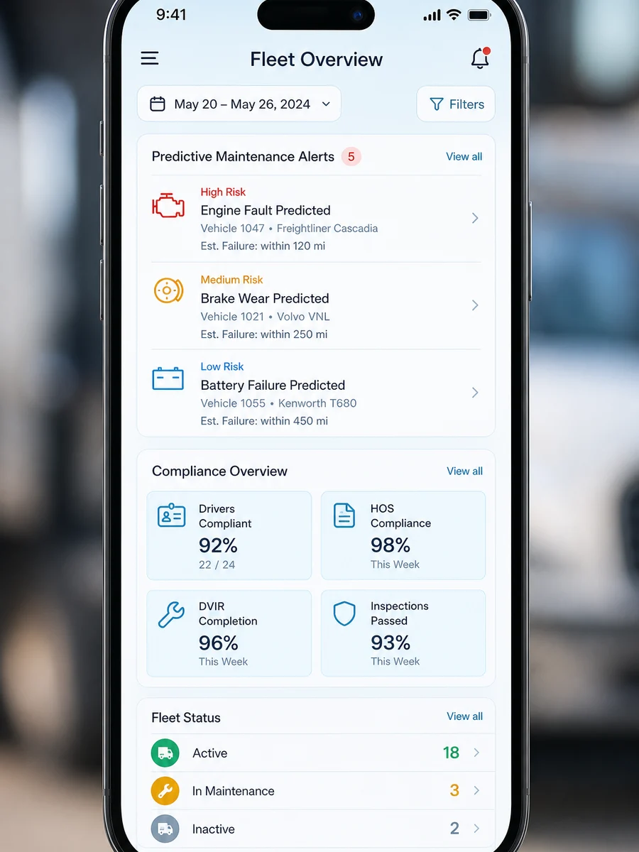 Geotab inspired fleet management app preview