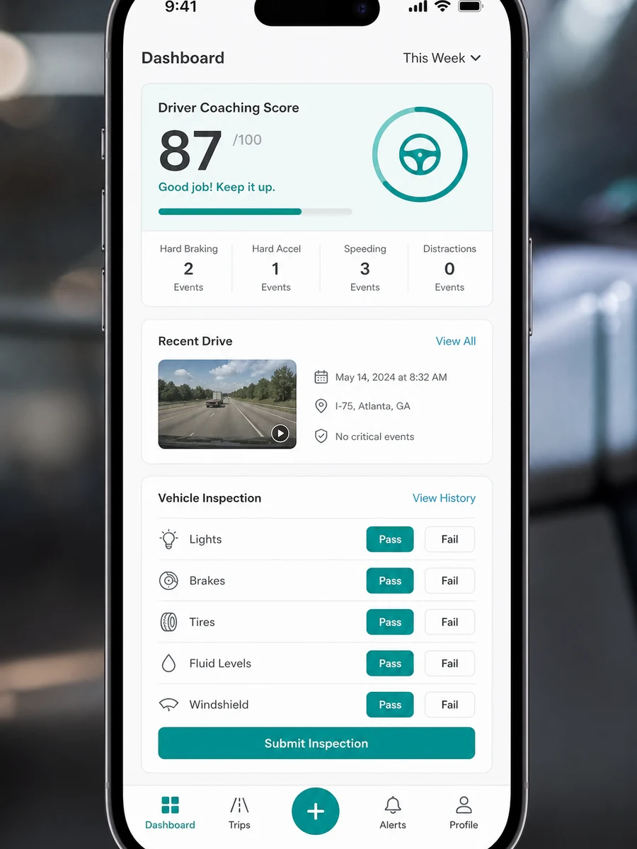 Motive inspired fleet management app preview