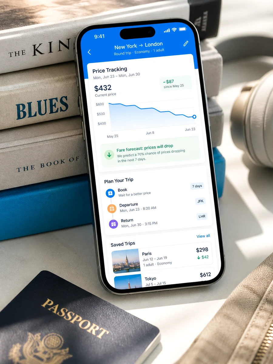 KAYAK inspired flight booking app preview