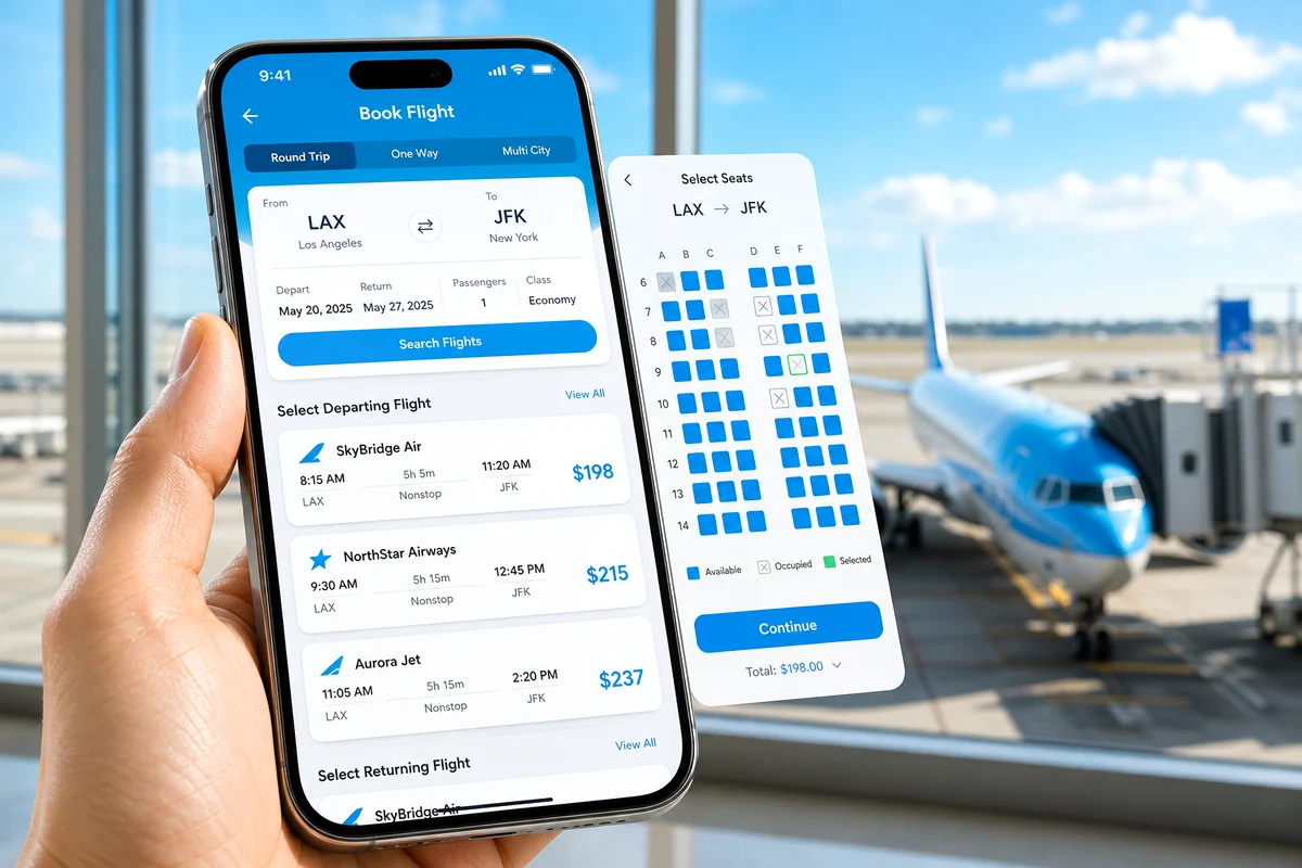 Custom flight booking app development