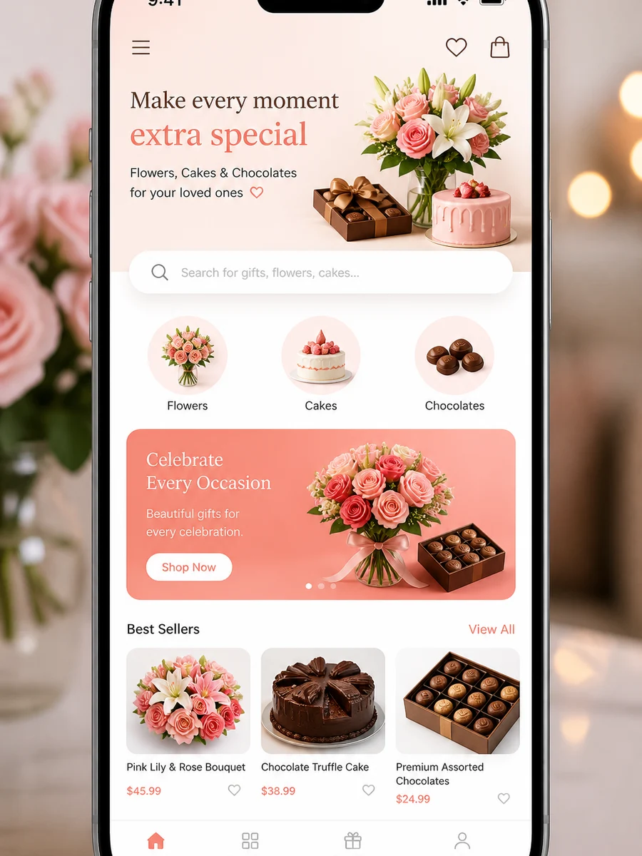 1-800-Flowers inspired flower delivery app preview