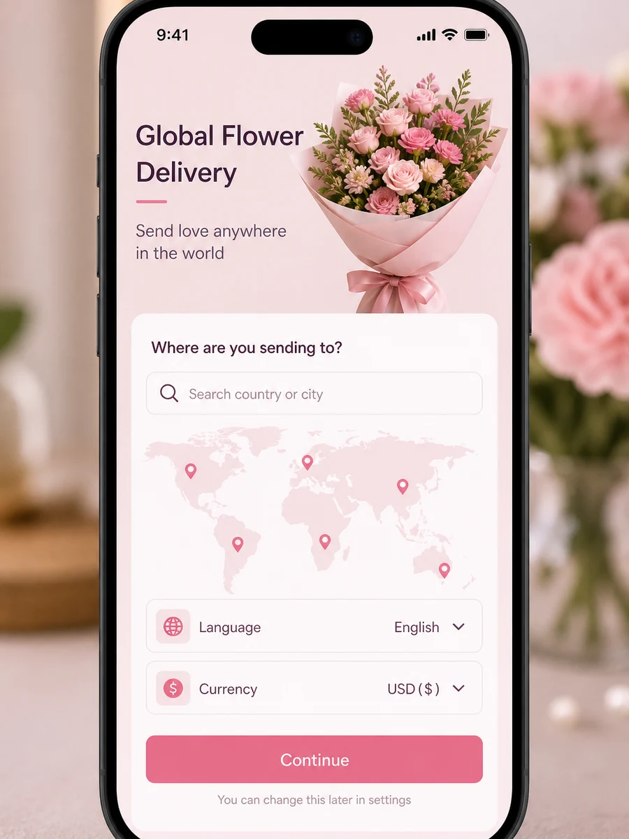 FloraQueen inspired flower delivery app preview