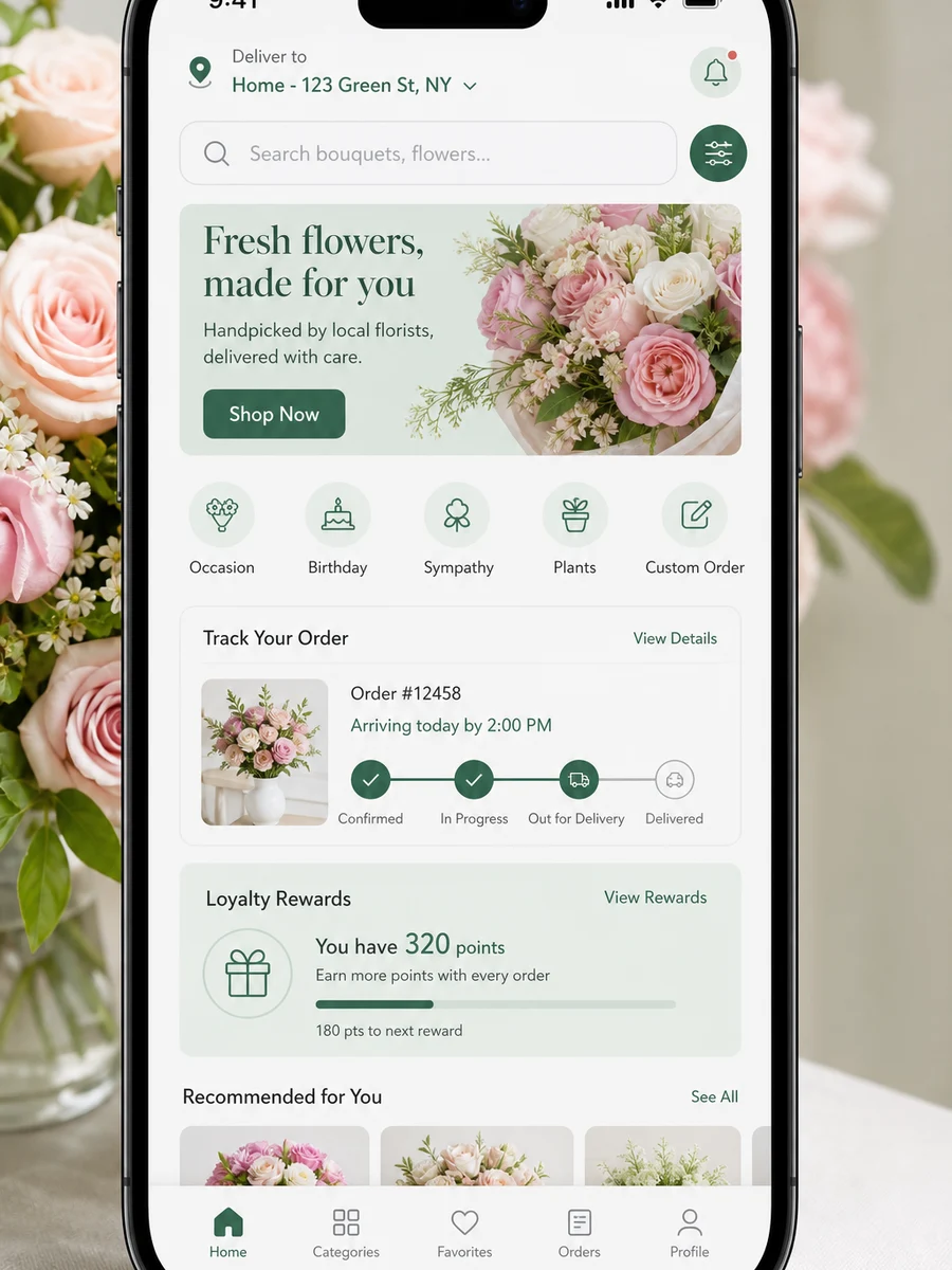 FTD inspired flower delivery app preview