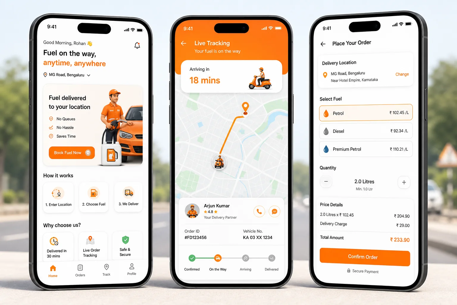 Booster inspired fuel delivery app preview