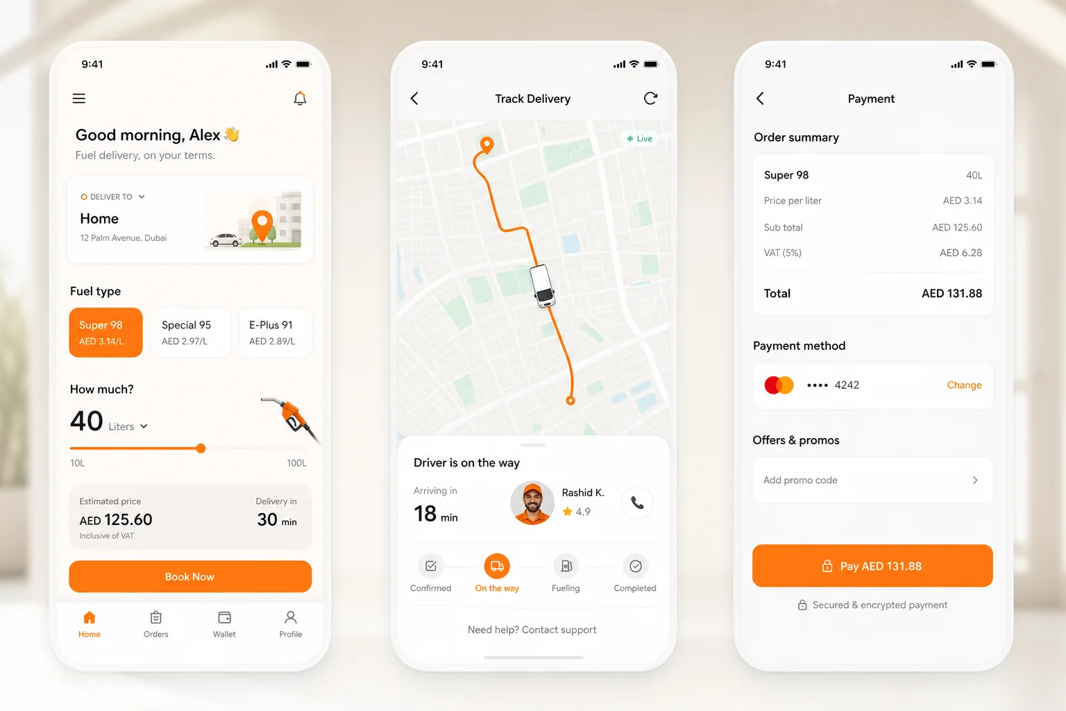 CAFU inspired fuel delivery app preview