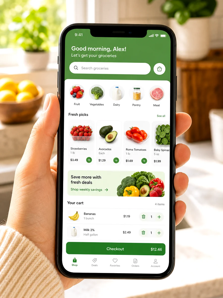 Instacart inspired grocery delivery app preview