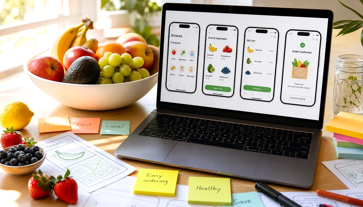 Grocery delivery app product concept for UK retailers