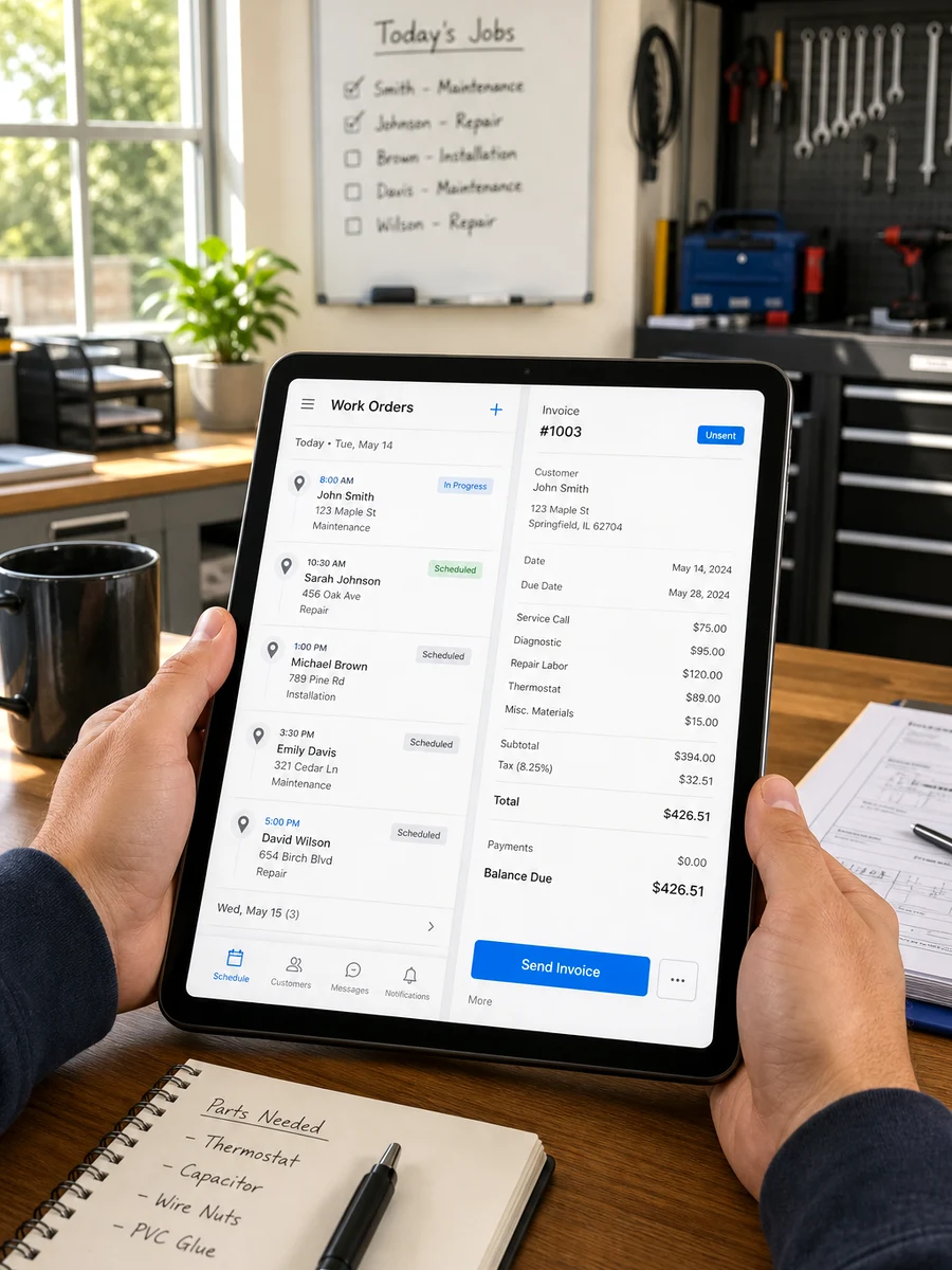 Housecall Pro inspired handyman app preview
