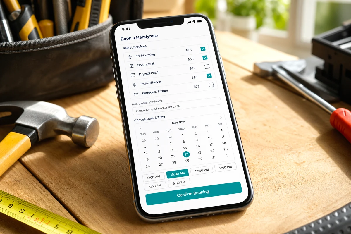 Custom handyman app with real time bookings and secure payments