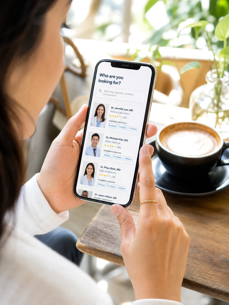Zocdoc inspired healthcare app preview