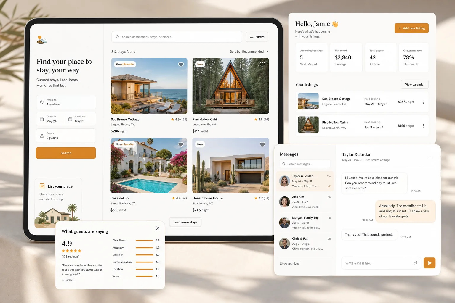 Airbnb inspired hotel booking app preview