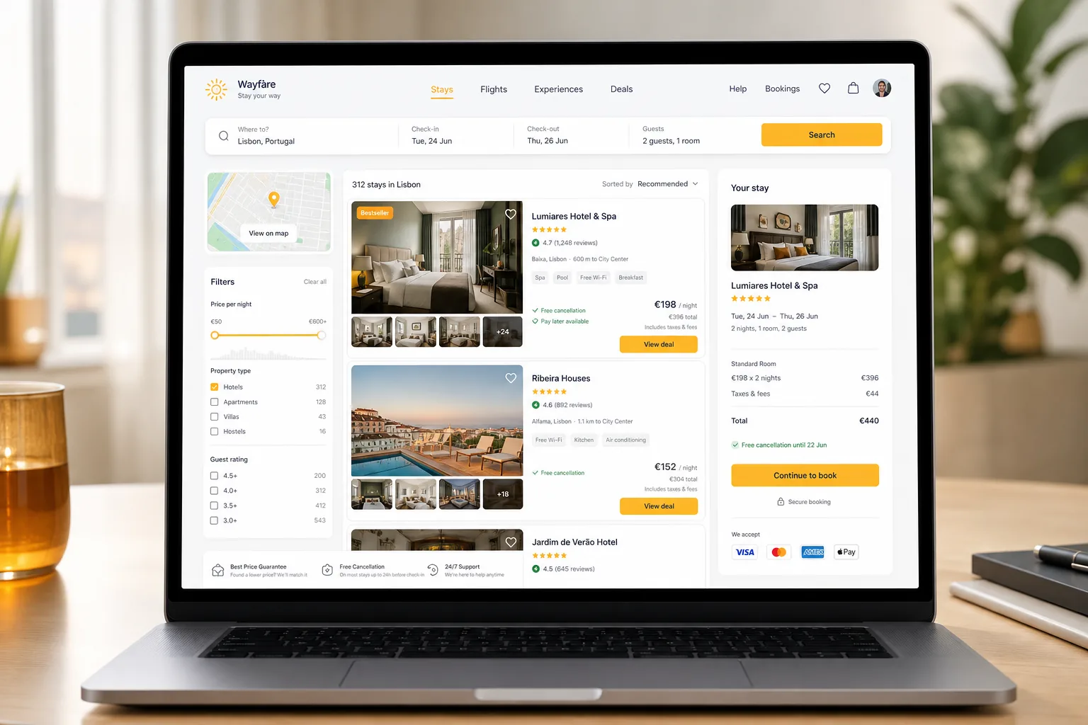 Booking.com inspired hotel booking app preview