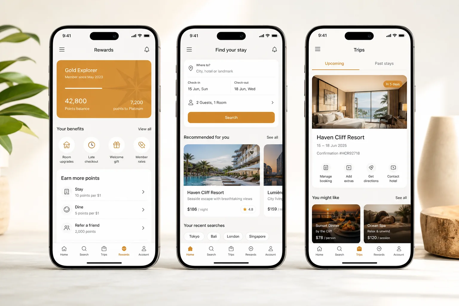 Hotels.com inspired hotel booking app preview