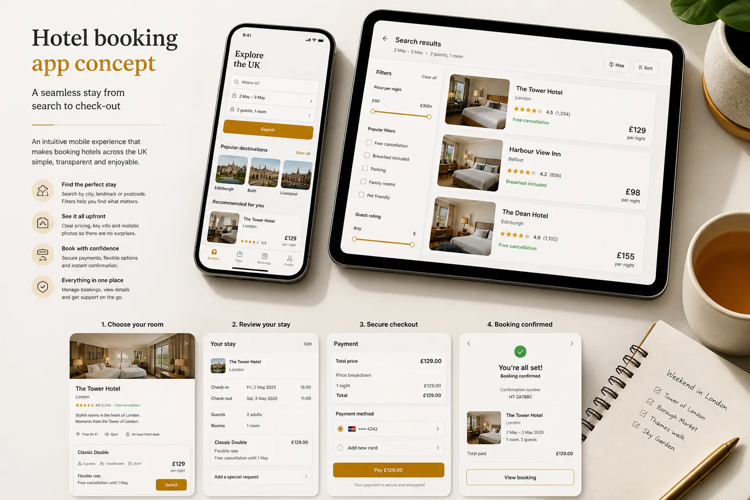 Hotel booking product concept for UK hospitality businesses