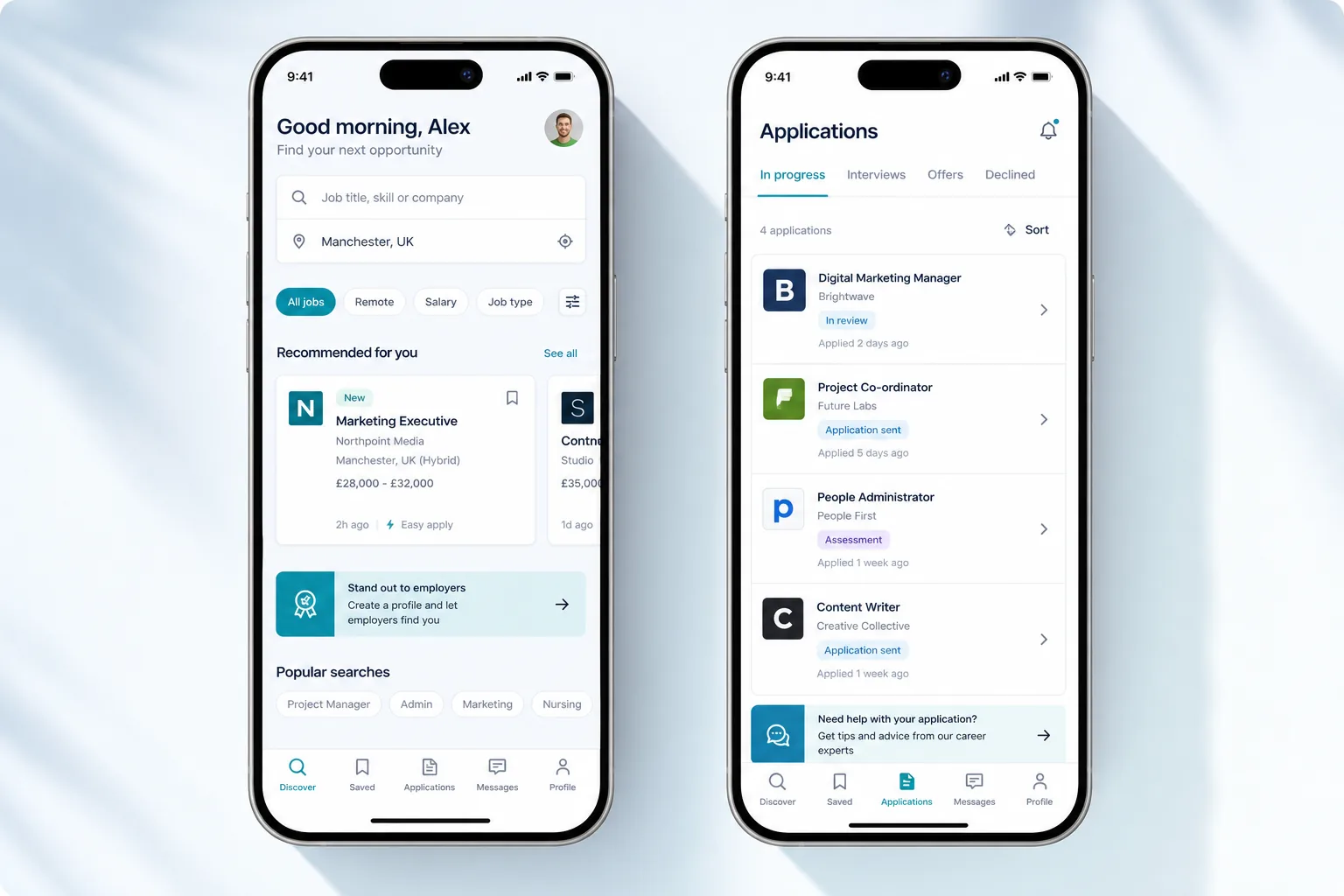 Totaljobs inspired job portal app preview