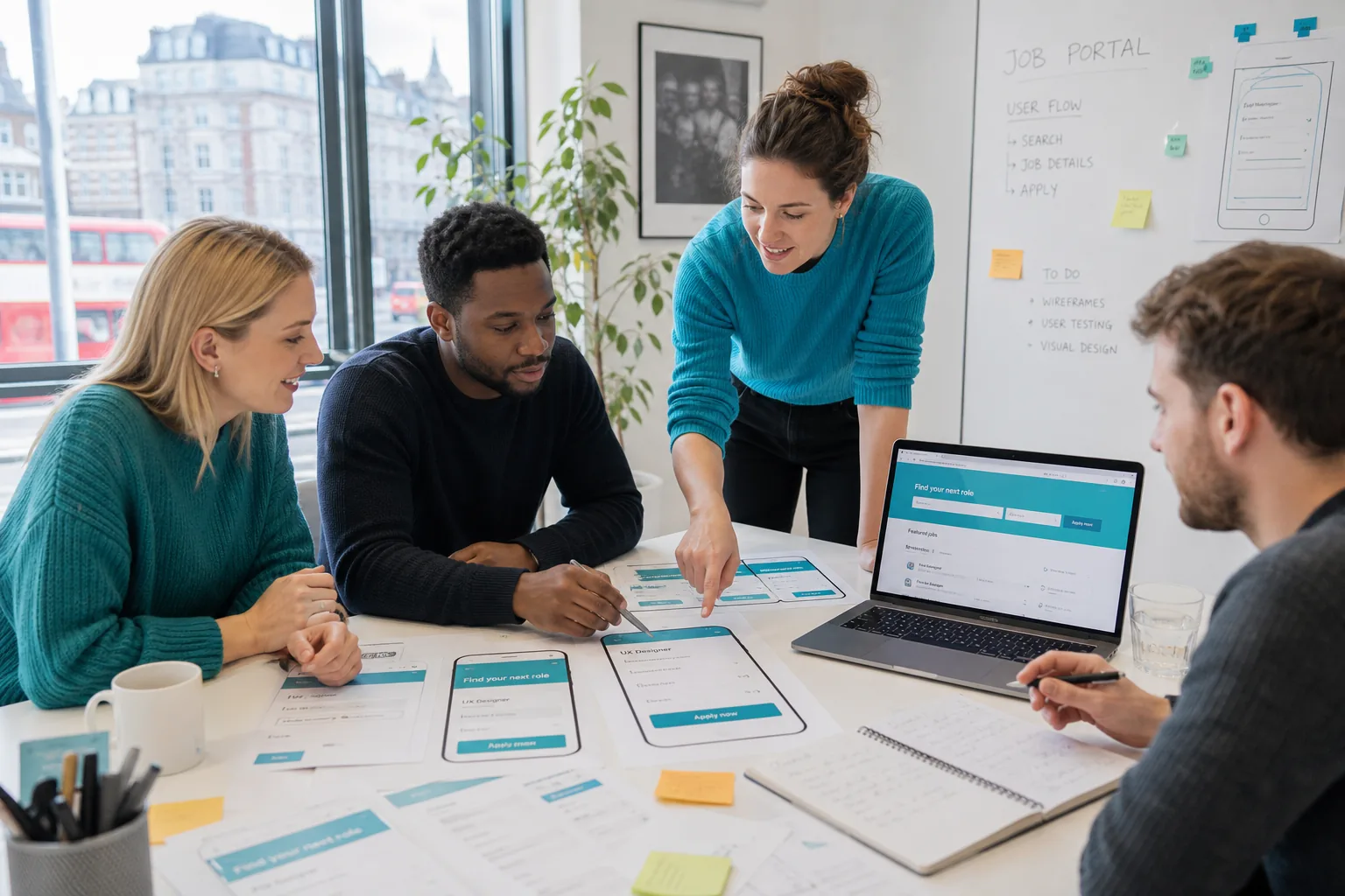 London job portal development team designing a recruitment platform