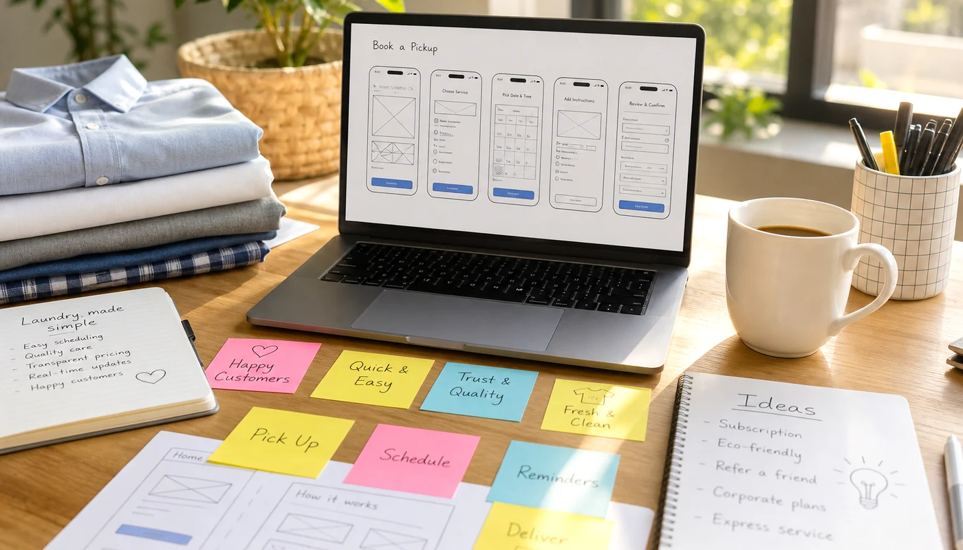 Laundry app product concept for UK laundry businesses