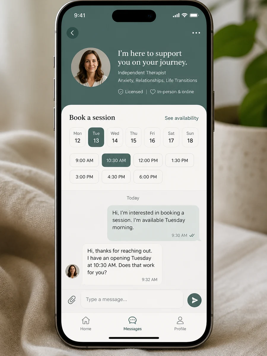 Booksy inspired massage booking app preview