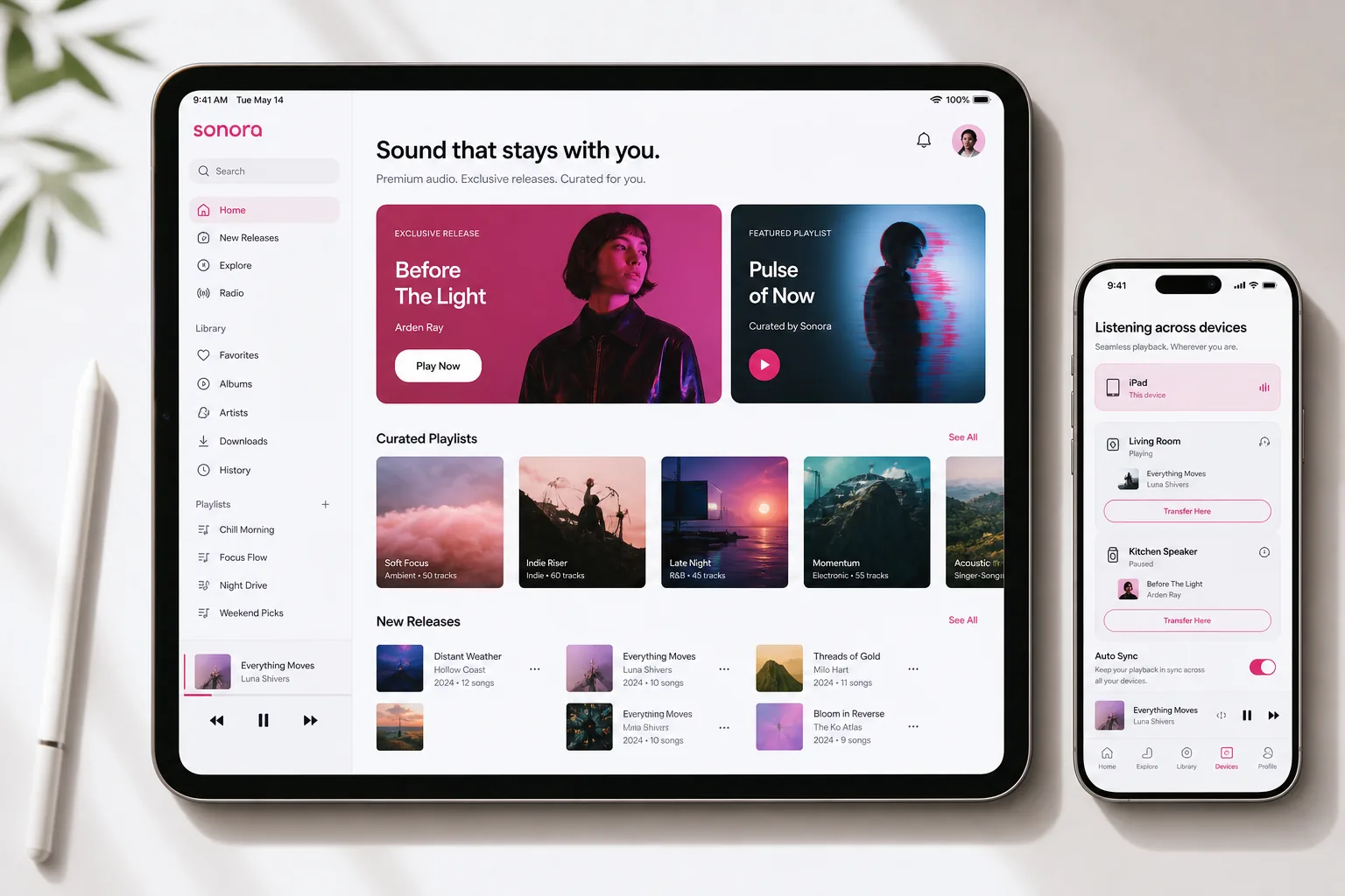 Apple Music inspired music streaming app preview