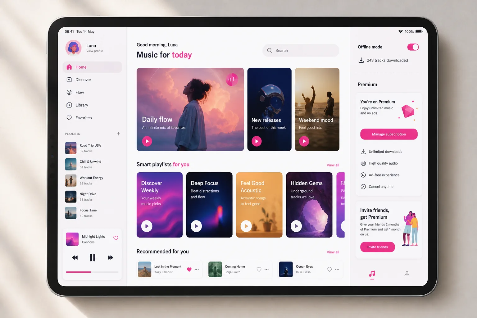 Deezer inspired music streaming app preview