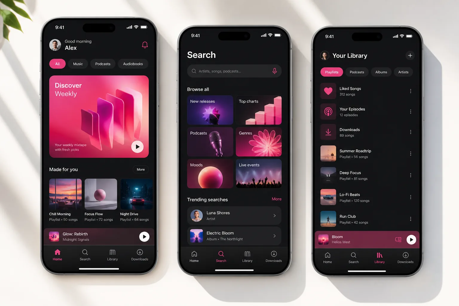 Spotify inspired music streaming app preview