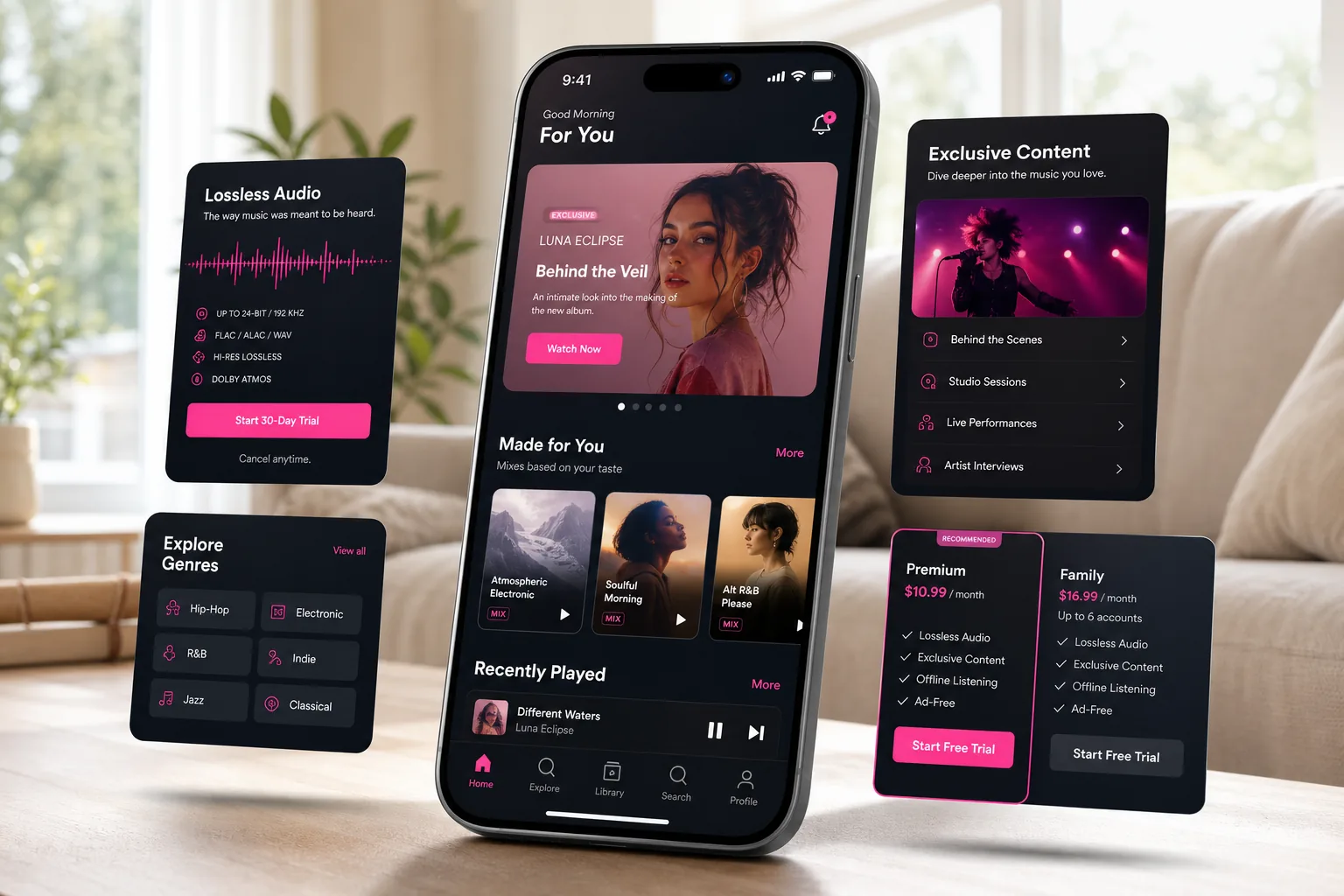 Tidal inspired music streaming app preview