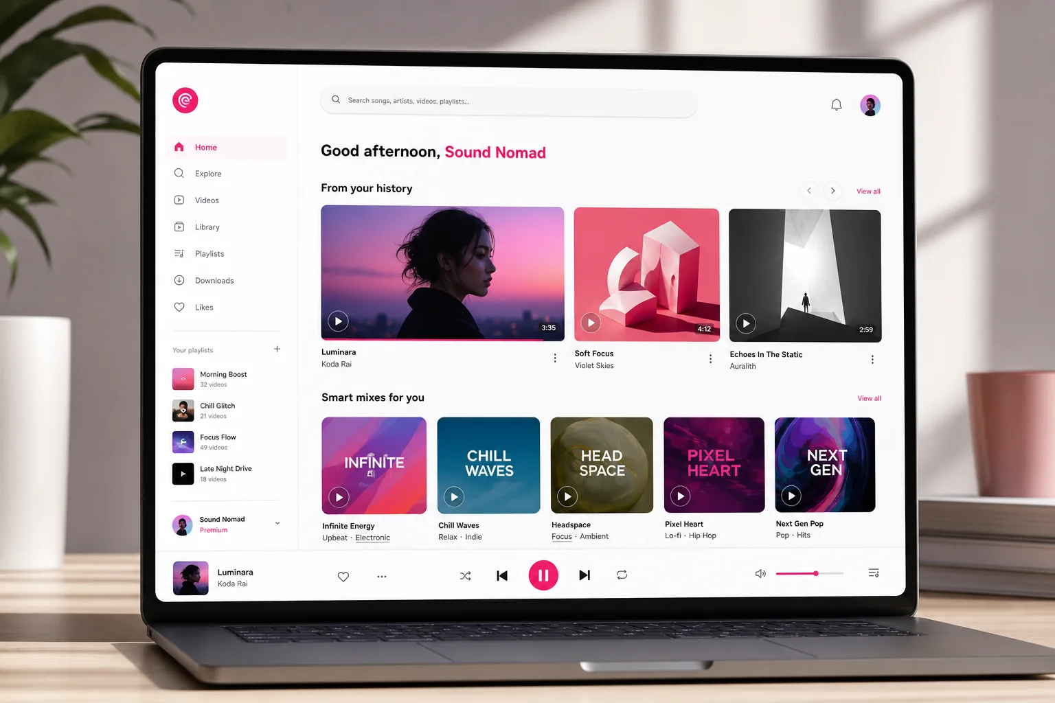 YouTube Music inspired music streaming app preview