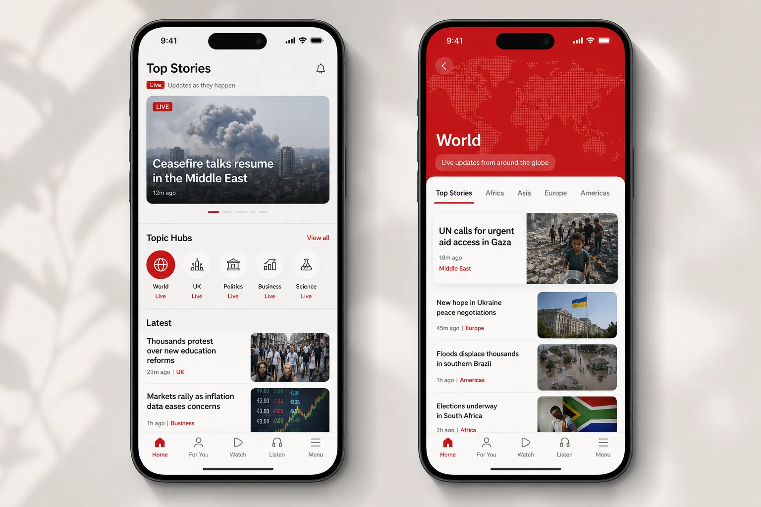 BBC News inspired news app app preview