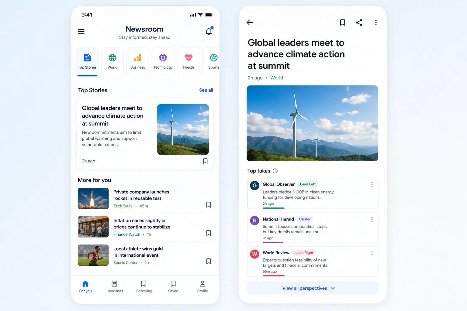 Google News inspired news app app preview